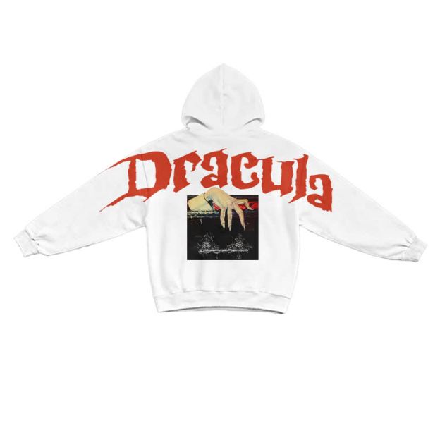 Grunge Dracula Hand Illustration Pullover Hoodie - White - US16-18(2XL) - image 3