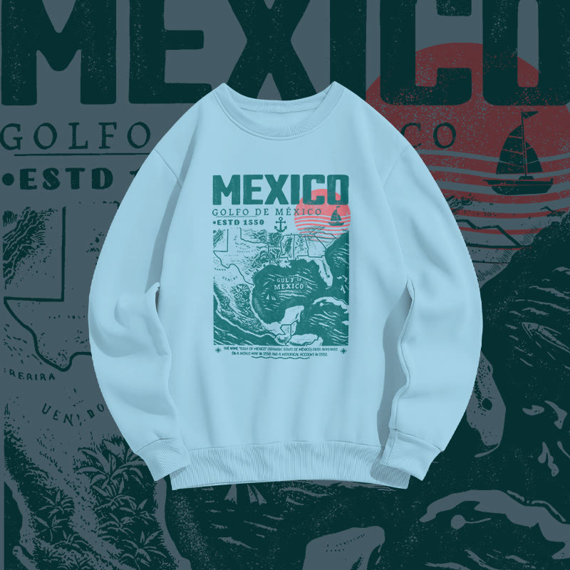 Unisex 100% Cotton Golfo De Mexico Print Sweatshirt