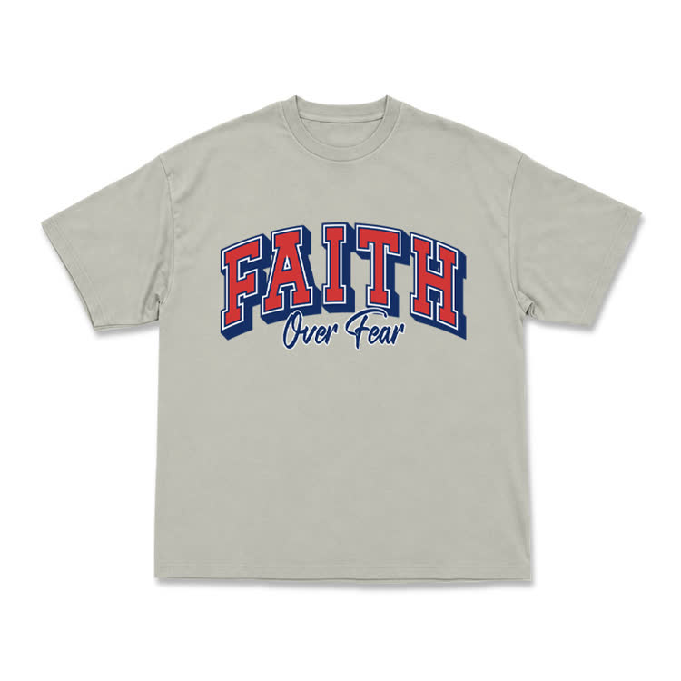 Vintage Faith Over Fear Classic T-Shirt - Warm Grey - US16-18(2XL) - image 5