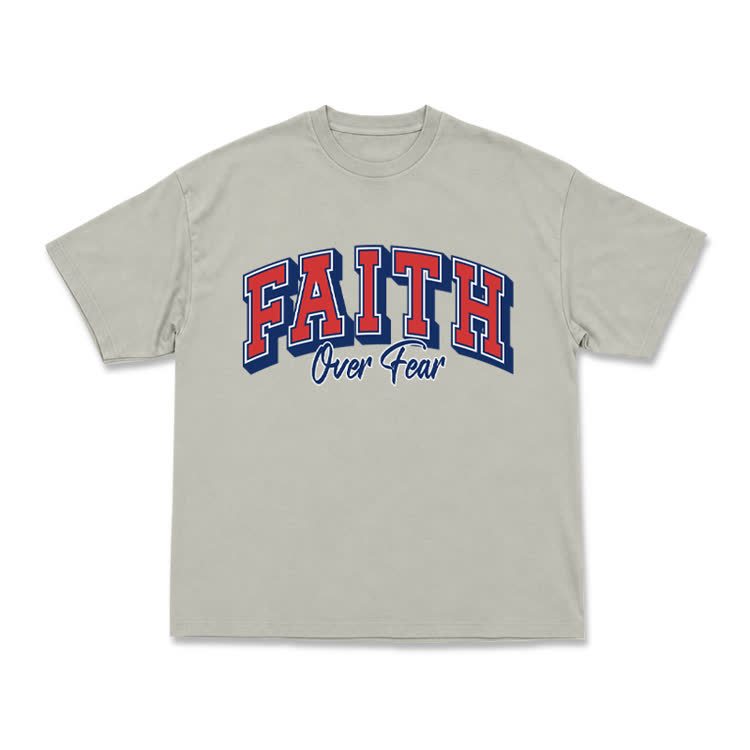 Vintage Faith Over Fear Classic T-Shirt - Warm Grey - US16-18(2XL) - image 5