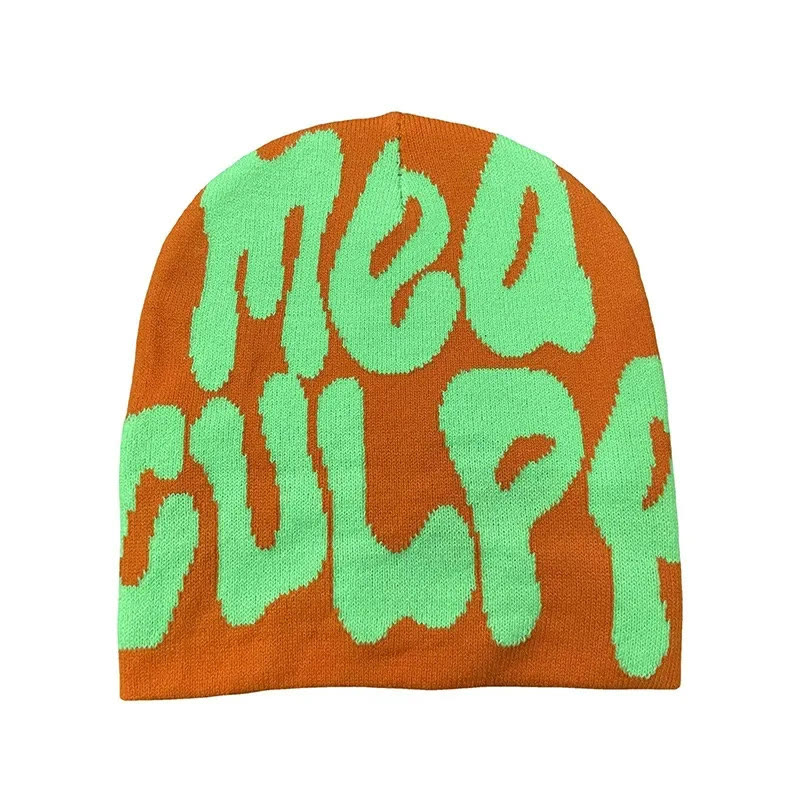 Mea Culpa Pattern Knit Hat - Orange - one size - image 27