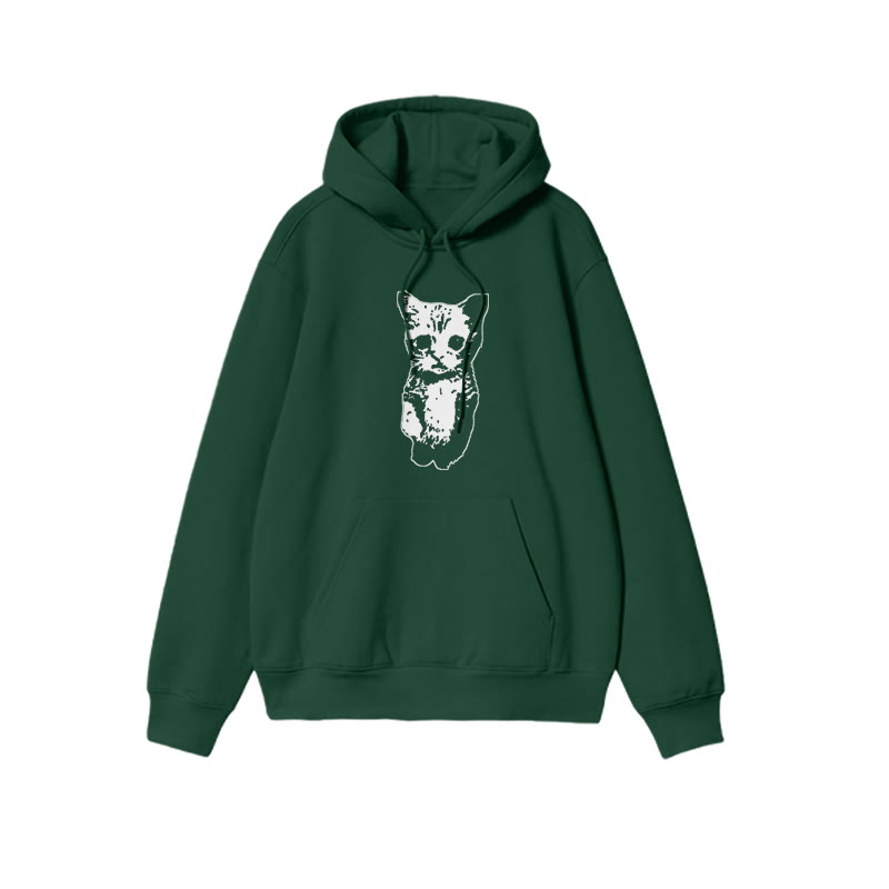 Unisex 100% Cotton Cute Cat Print Hoodie - Green - US16-18(2XL) - image 7