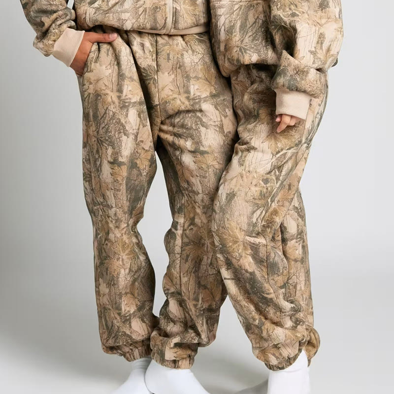 Dead Leaves Camouflage Print Causal Pants - Brown - 5XL - image 5