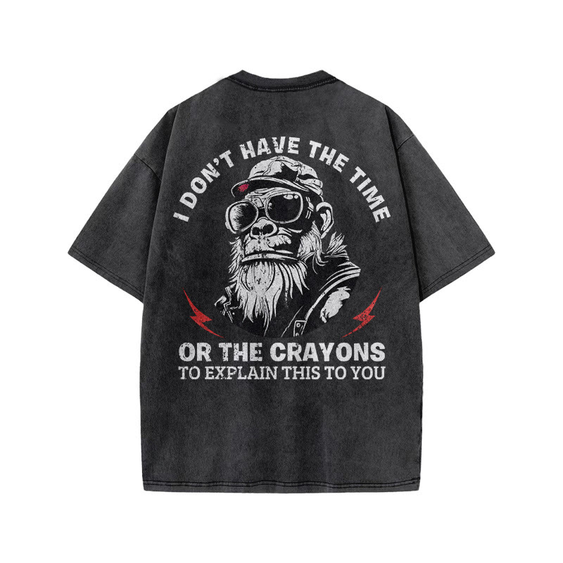 Gym 100% Cotton I Don't Have The Time Print Acid Washed T-shirt - image 3