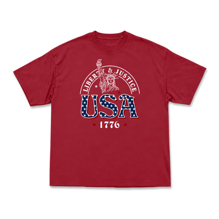 Liberty and Justice USA 1776 Patriotic Graphic T-Shirt - Red - US16-18(2XL) - image 13