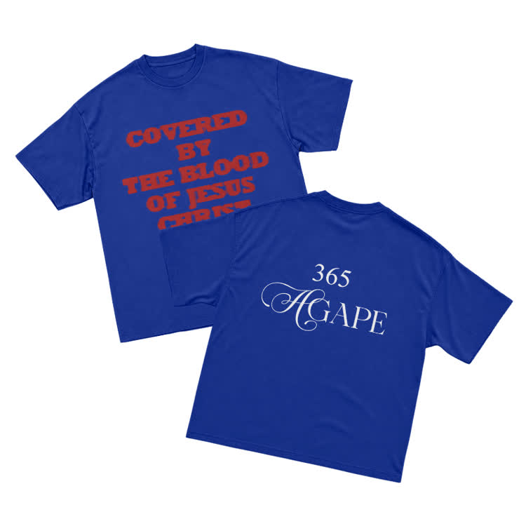 365 Agape Faith Graphic Streetwear T-Shirt - Blue - US16-18(2XL) - image 13