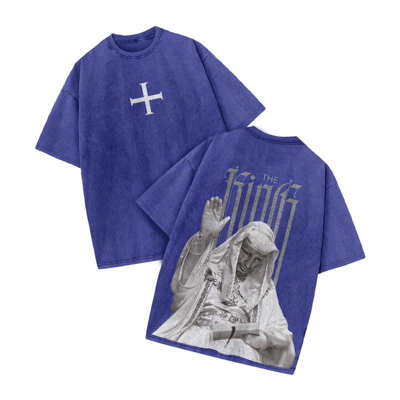 The King Cross Print Acid Washed T-shirt - Blue - US20-22(3XL) - image 9