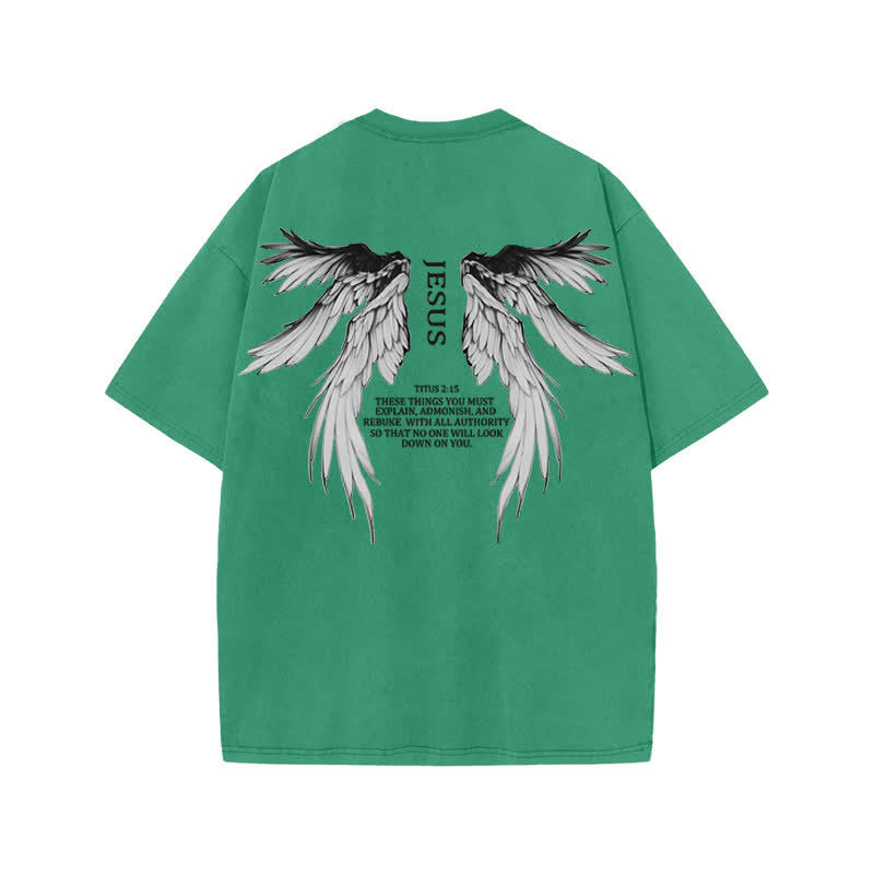 Unisex Titus 2:15 Print Acid Washed T-shirt - Green - US20-22(3XL) - image 6