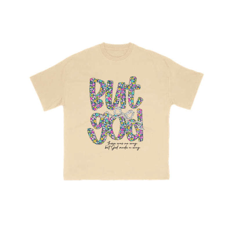 But God Floral Pattern Print T-shirt - Apricot - US16-18(2XL) - image 5