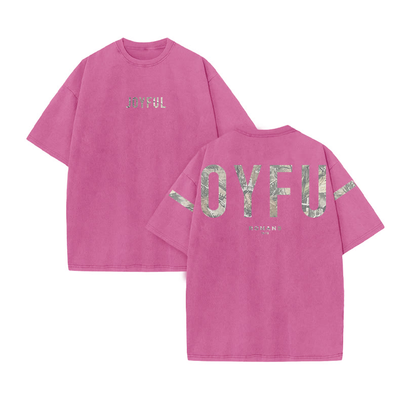 Joyful Romans 12:12 Dead Leaves Camouflage Print Acid Washed T-shirt - Pink - US20-22(3XL) - image 8