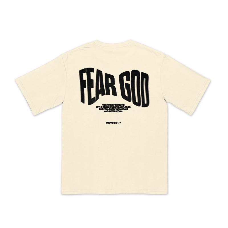 Unisex 100% Cotton Fear God Print T-shirt - Apricot - US16-18(2XL) - image 3