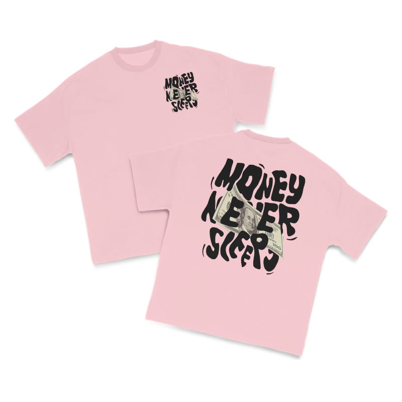 Money Never Sleeps Print T-shirt - Pink - US16-18(2XL) - image 8