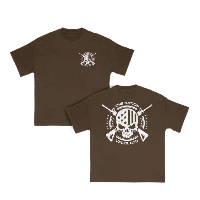 Unisex 100% Cotton One Nation Under God Print T-shirt - Coffee - US16-18(2XL) - image 7