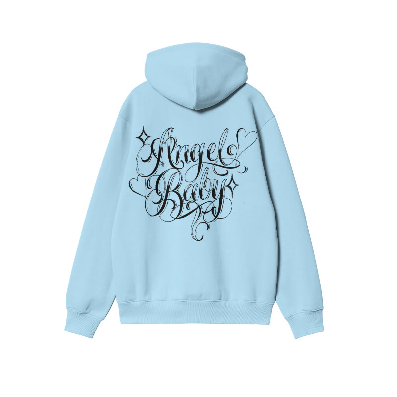 Unisex Angel Baby Print Hoodie - Blue - US16-18(2XL) - image 8