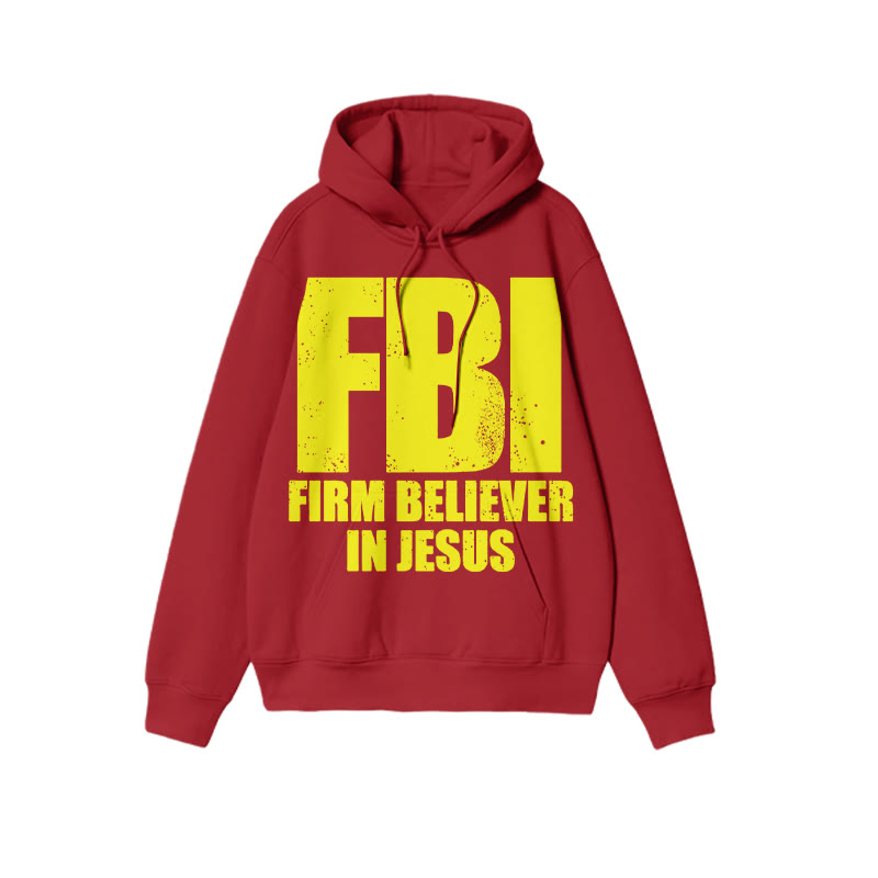Unisex Firm Believer In Jesus Print Hoodie - Red - US16-18(2XL) - image 8