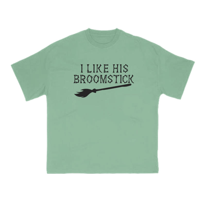 Unisex 100% Cotton I Like His Broomstick Halloween Print Couple T-shirt - Green - US16-18(2XL) - image 8