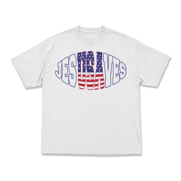 Patriotic Star Stripe Print T-Shirt - White - US16-18(2XL) - image 9