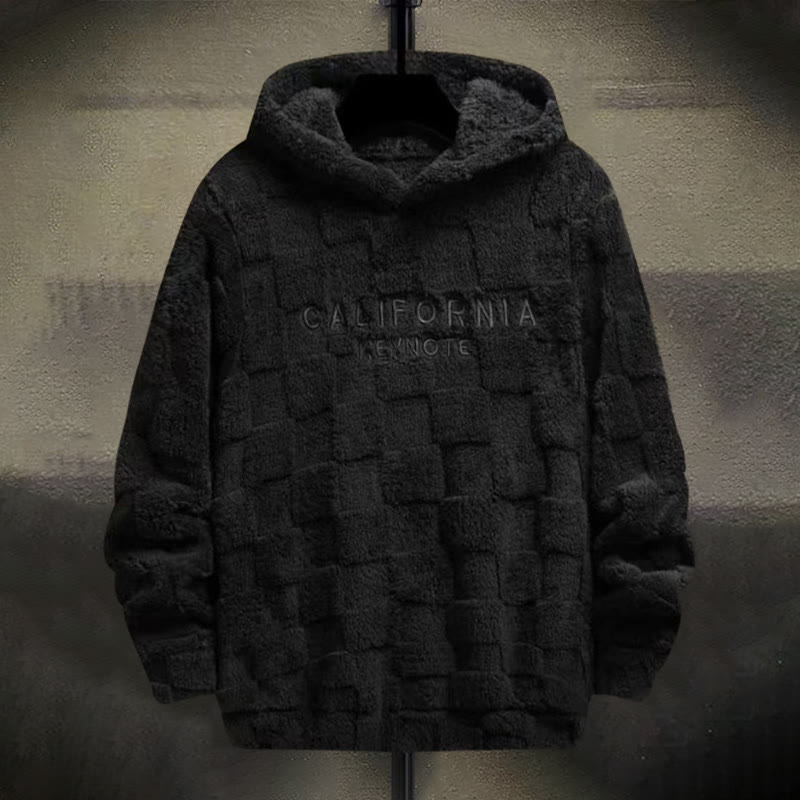 Casual Check Furry California Embroidered Hoodie