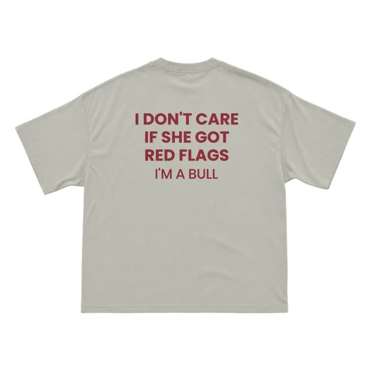 I Don't Careif She Gotred Flags'm Abull Graphic Print T-Shirt - Warm Grey - US16-18(2XL) - image 10