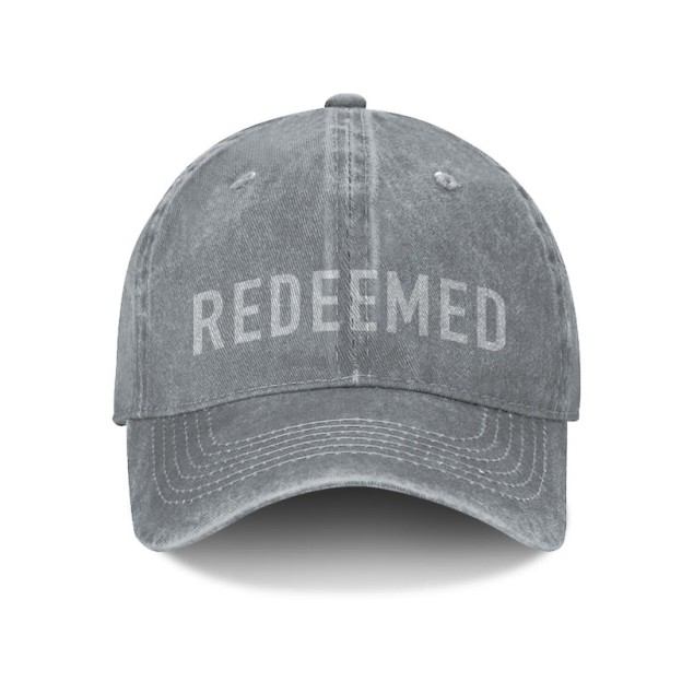 Unisex Redeemed Print Washed Cap - Grey - one size - image 7