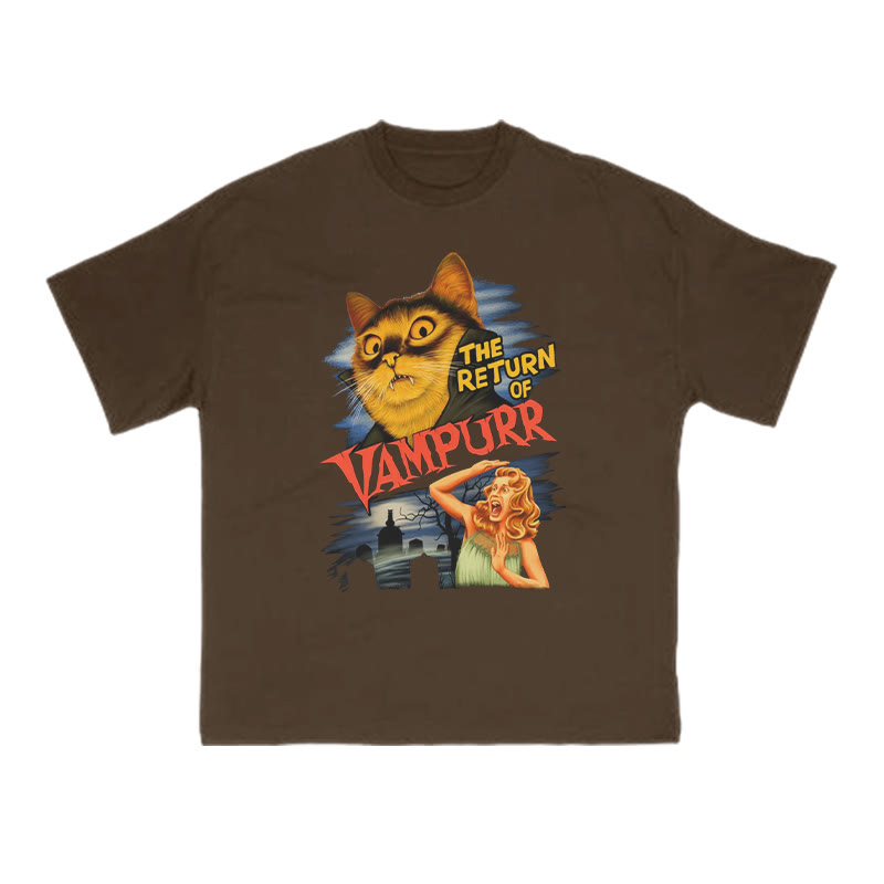 The Return Of Vampurr Cat Print T-shirt - Coffee - US16-18(2XL) - image 6