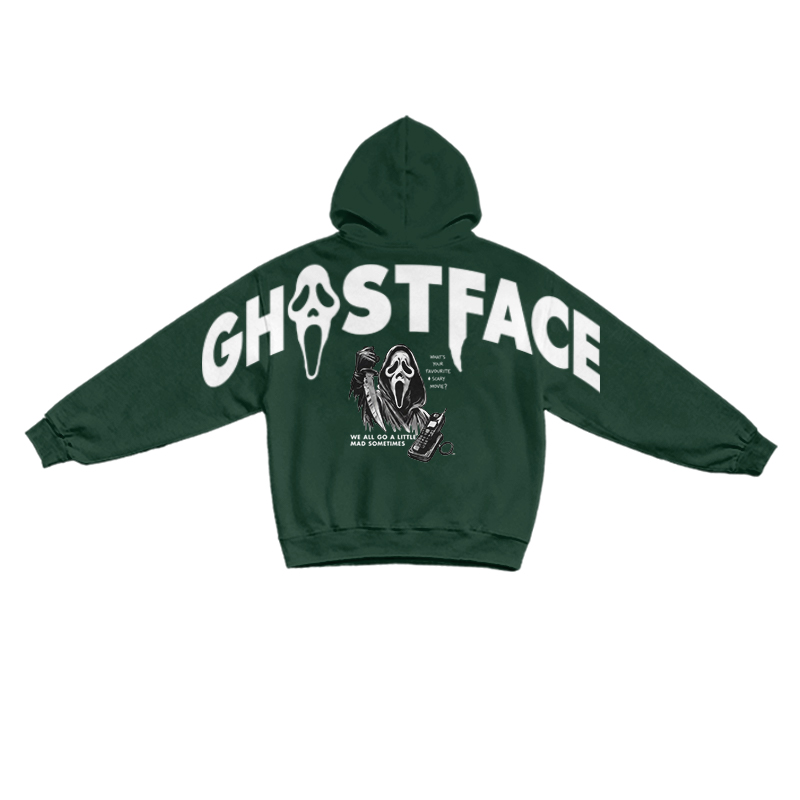 Streetwear Ghostface Long Sleeve Graphic Print Hoodie - Dark Green - US16-18(2XL) - image 8