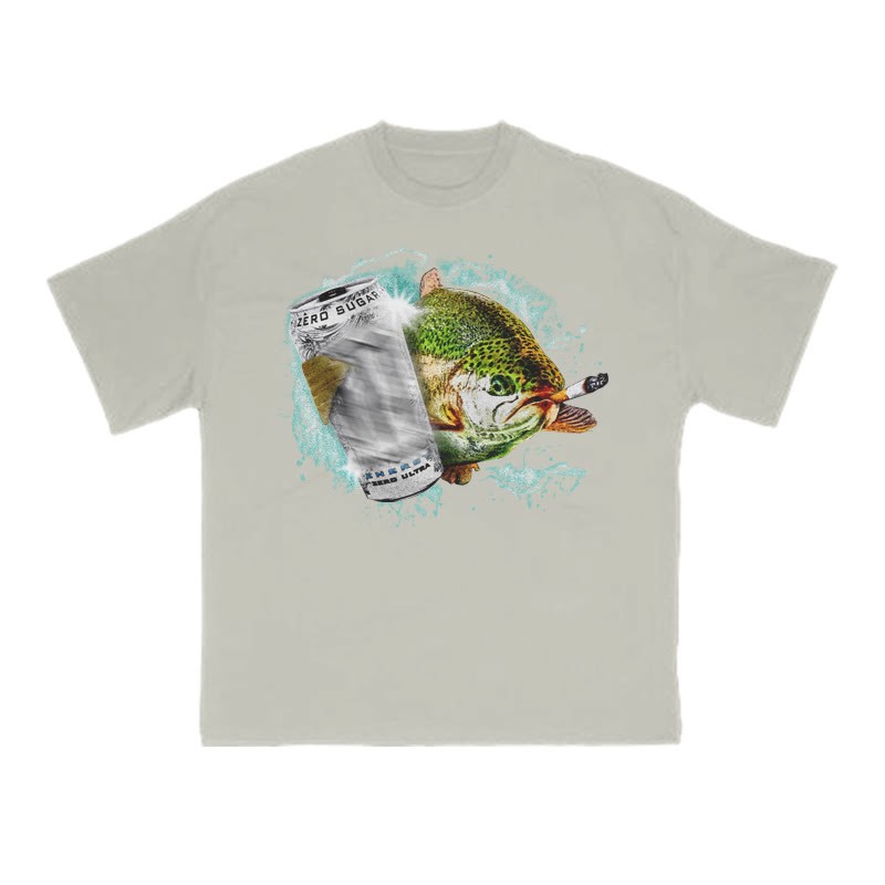 Dope Ass Fish Funny Print T-shirt - Warm Grey - US16-18(2XL) - image 4