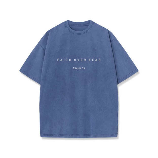 Faith Over Fear Psalm 34 Print Washed T-shirt