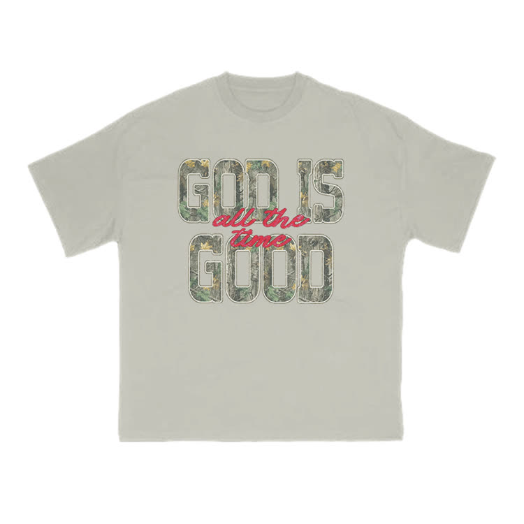 God Is Good Camo All The Time Print T-shirt - Warm Grey - US16-18(2XL) - image 3