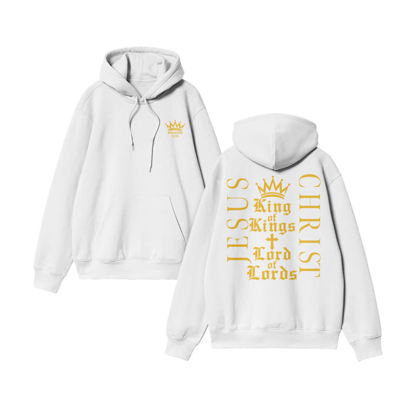 Unisex Jesus Christ King Of Kings Lord Of Lords Print Hoodie - White - US16-18(2XL) - image 3