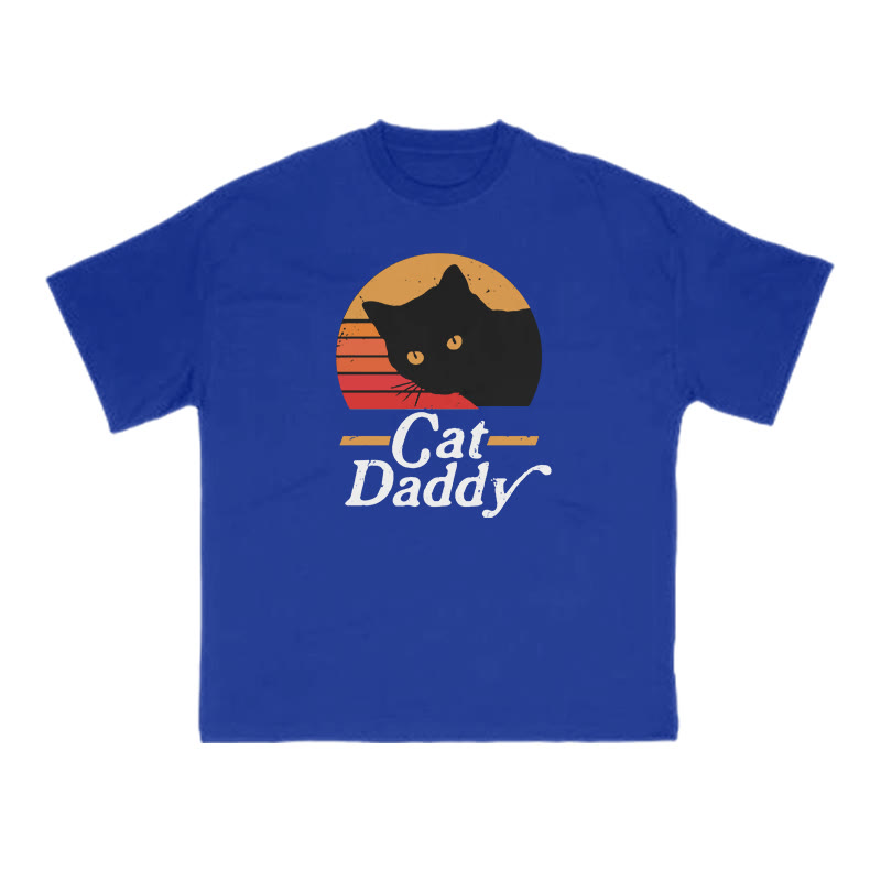 Unisex 100% Cotton Cat Daddy Print T-shirt - Blue - US16-18(2XL) - image 7
