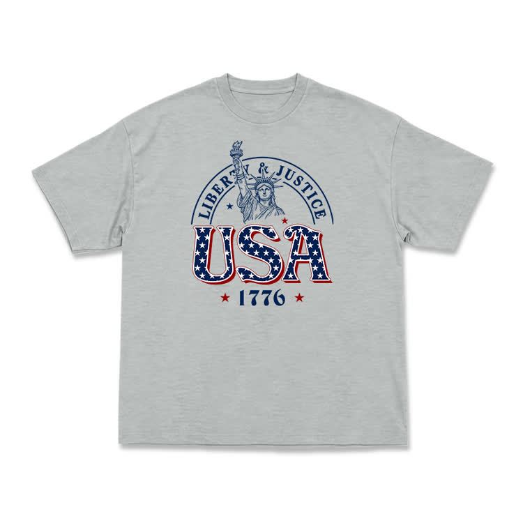 Liberty and Justice USA 1776 Patriotic Graphic T-Shirt - Grey - US16-18(2XL) - image 14