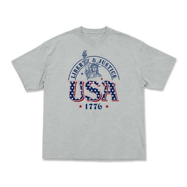 Liberty and Justice USA 1776 Patriotic Graphic T-Shirt - Grey - US16-18(2XL) - image 14
