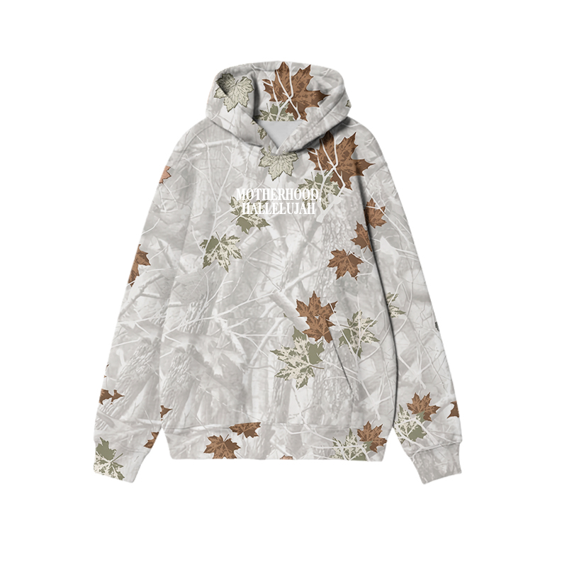 Vintage Camo MOTHERHOOD HALLELUJAH Graphic Print Causal Hoodie - Grey Leaf Camo - US32-34(5XL) - image 10