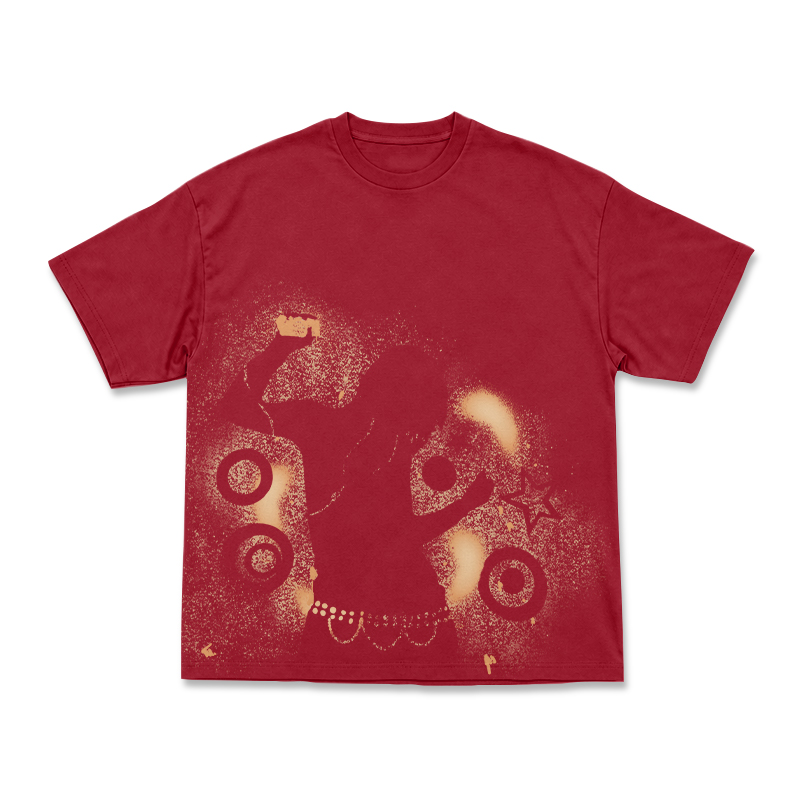 Streetwear Spray Art Portrait Art Graphic Print T-shirt - Red - US16-18(2XL) - image 9