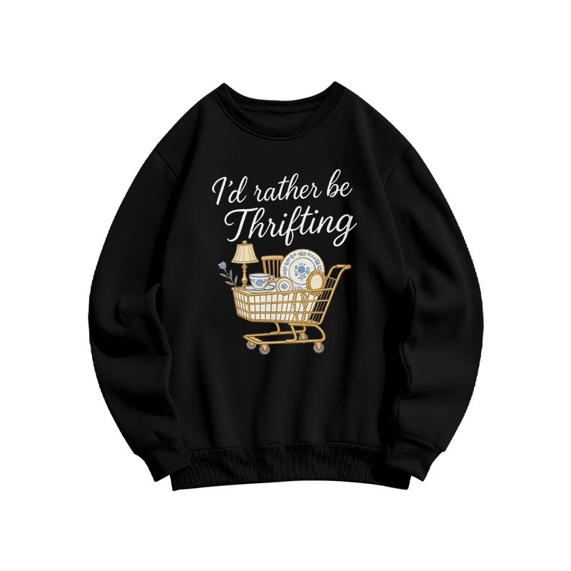 I'd Rather Be Thrifting Print Sweatshirt - Black - US16-18(2XL) - image 3