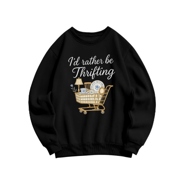 I'd Rather Be Thrifting Print Sweatshirt - Black - US16-18(2XL) - image 3