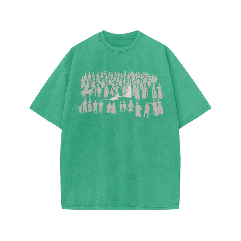  A Beautiful Story Of Faith Print Acid Washed T-shirt - Green - US20-22(3XL) - image 5