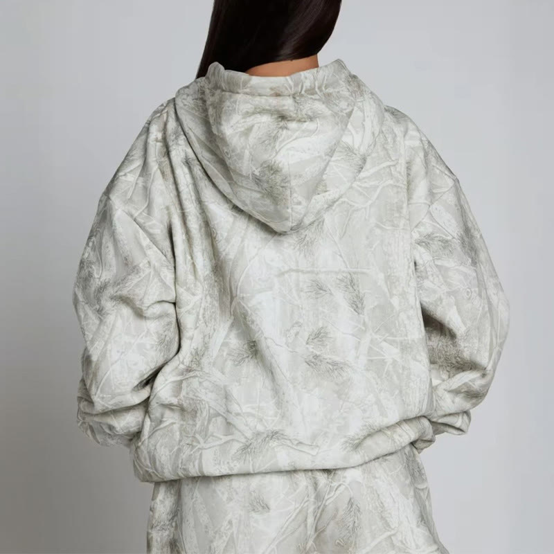 Dead Leaves Camouflage Print Long Sleeve Zipper Hoodie - image 7