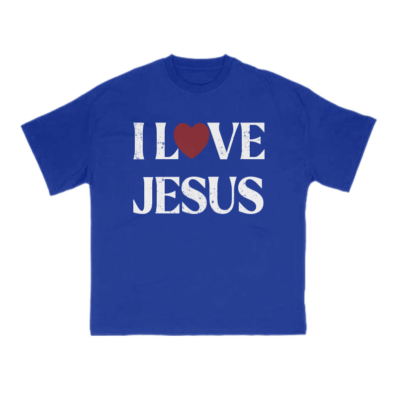 I Love Jesus Distressed Print Valentine's Day T-shirt - Blue - US16-18(2XL) - image 10