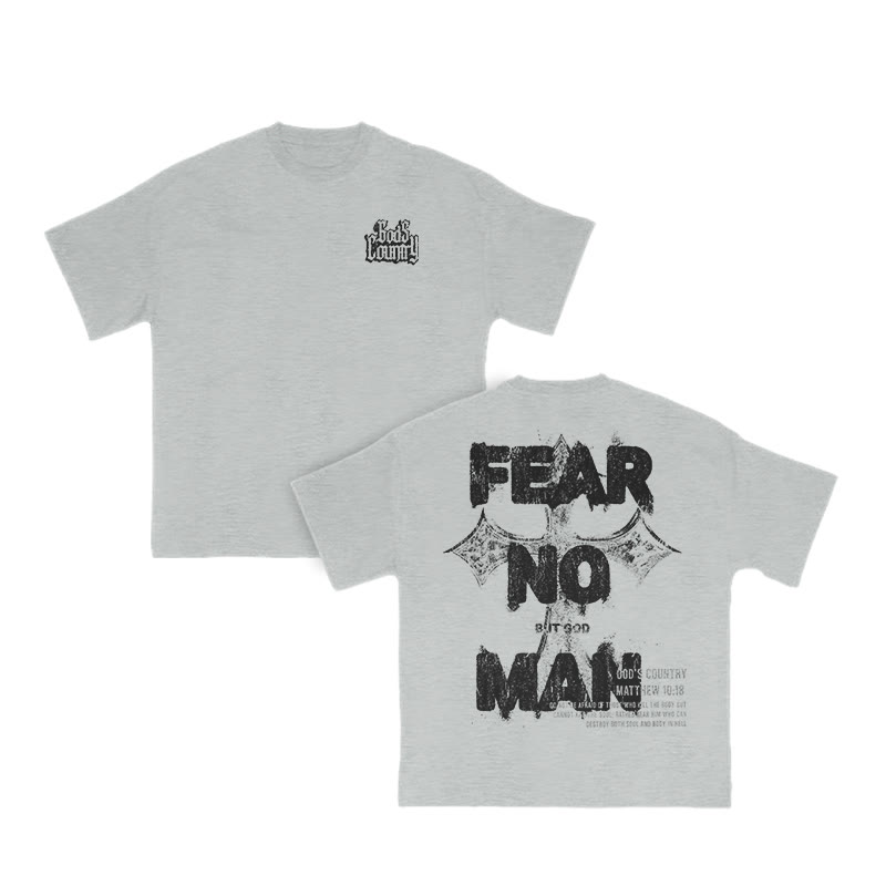 Fear No Man But God Print T-shirt - Grey - US16-18(2XL) - image 4