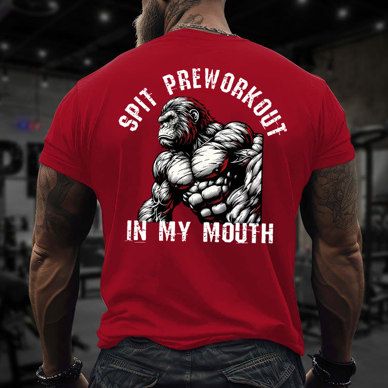 Gym 100% Cotton Spit Preworkout In My Mouth Print T-shirt - Red - US16-18(2XL) - image 7