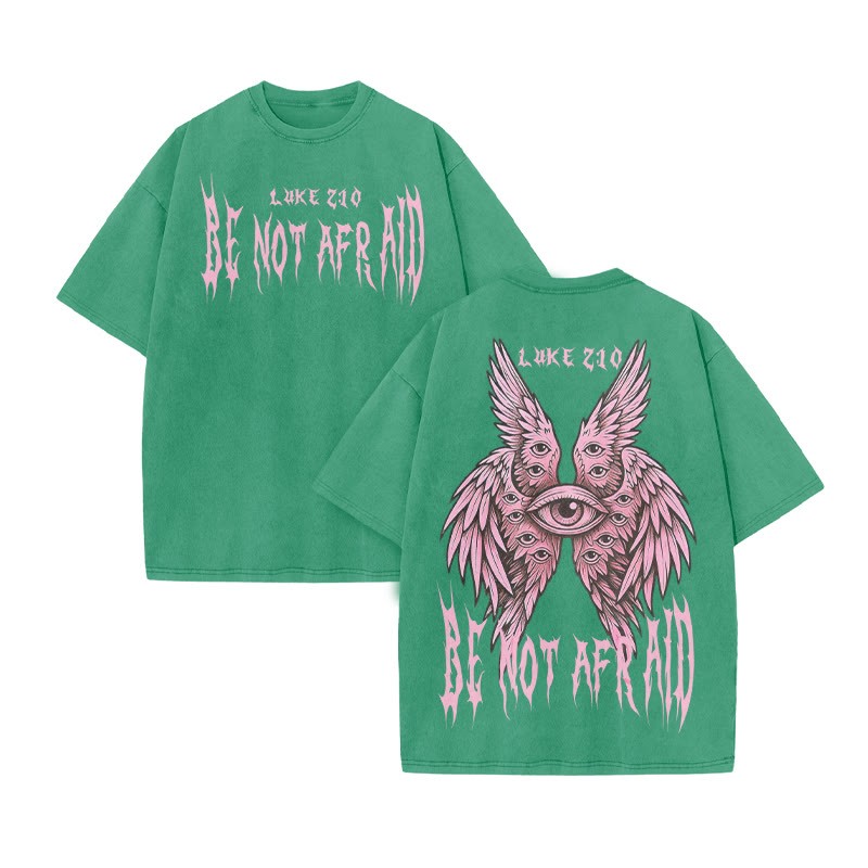 Be Not Afraid Luke 10 Print Acid Washed T-shirt - Green - US20-22(3XL) - image 8