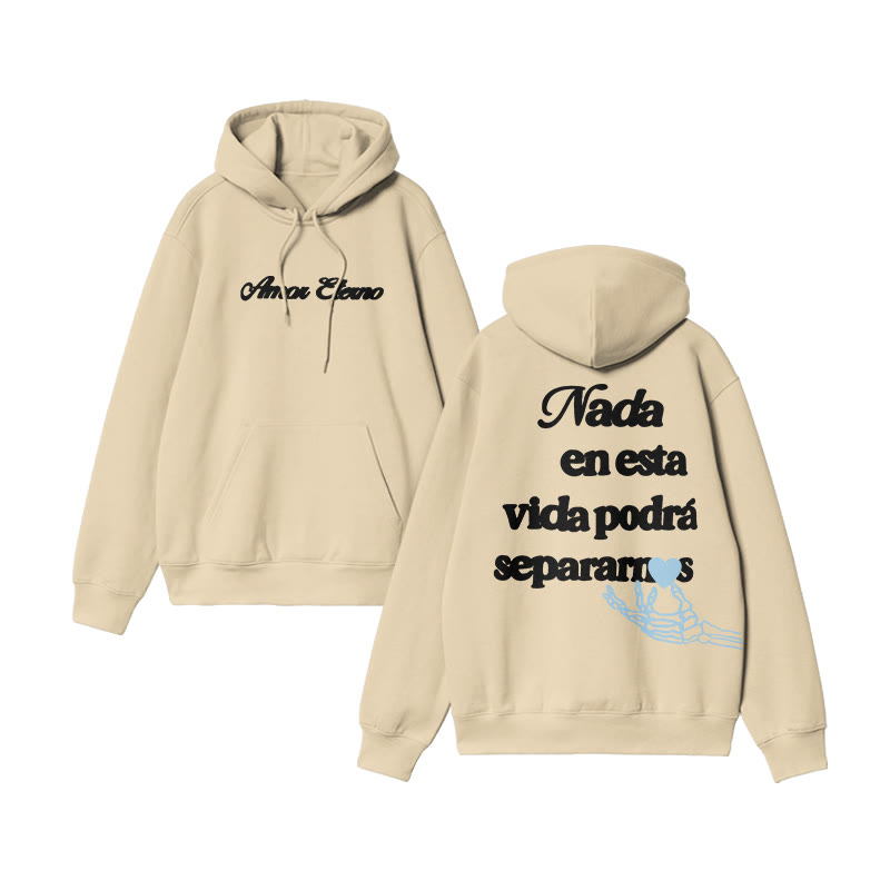 Unisex 100% Cotton Nada En Esta Vida Podrá Separarnos Print Couple Hoodie - Apricot - US16-18(2XL) - image 5
