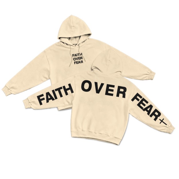 Faith Over Fear Creative Back Print Hoodie - Apricot - US16-18(2XL) - image 4