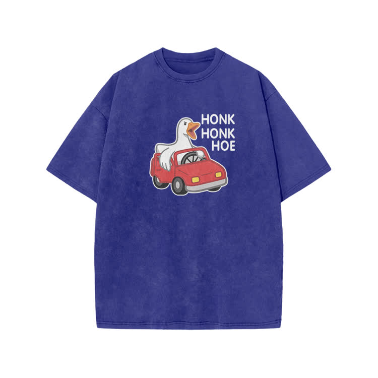 Vintage Honk Honk Hoe Goose Graphic Print Acid Washed T-shirt - Blue - US20-22(3XL) - image 7