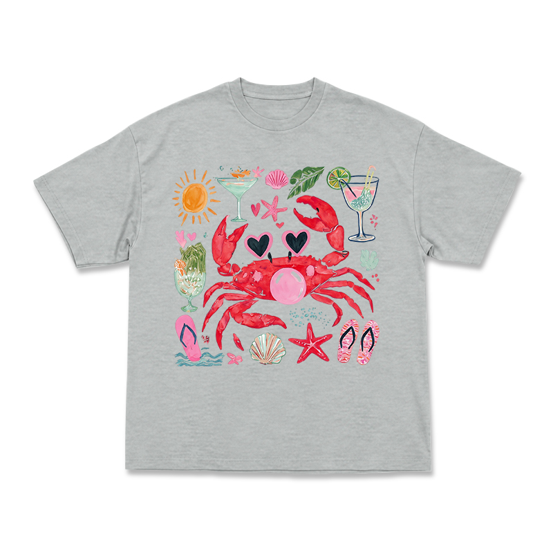 Coastal Crab Watercolor Graphic T-Shirt - Grey - US16-18(2XL) - image 13