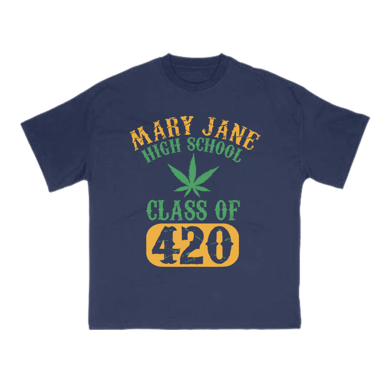 Mary Jane High School Class Of 420 Print T-shirt - Navy Blue - US16-18(2XL) - image 13