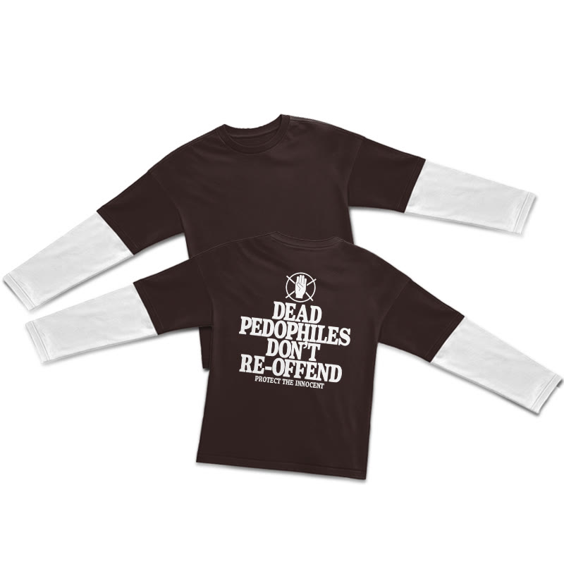 Dead Pedophiles Don't Re-offend Protect The Innocent Print Layered-style T-shirt  - Coffee - 5XL - image 5