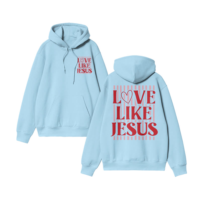 Love Like Jesus Striped Valentine's Day Print Hoodie - Blue - US16-18(2XL) - image 9